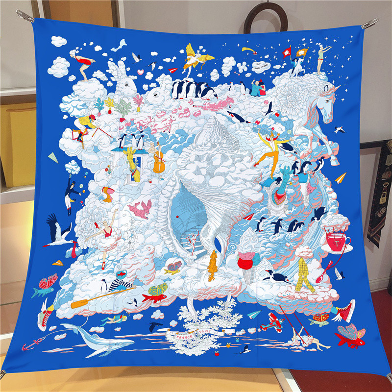 Silk Scarf Square - POBING Twill Seide Schal Frauen Euro