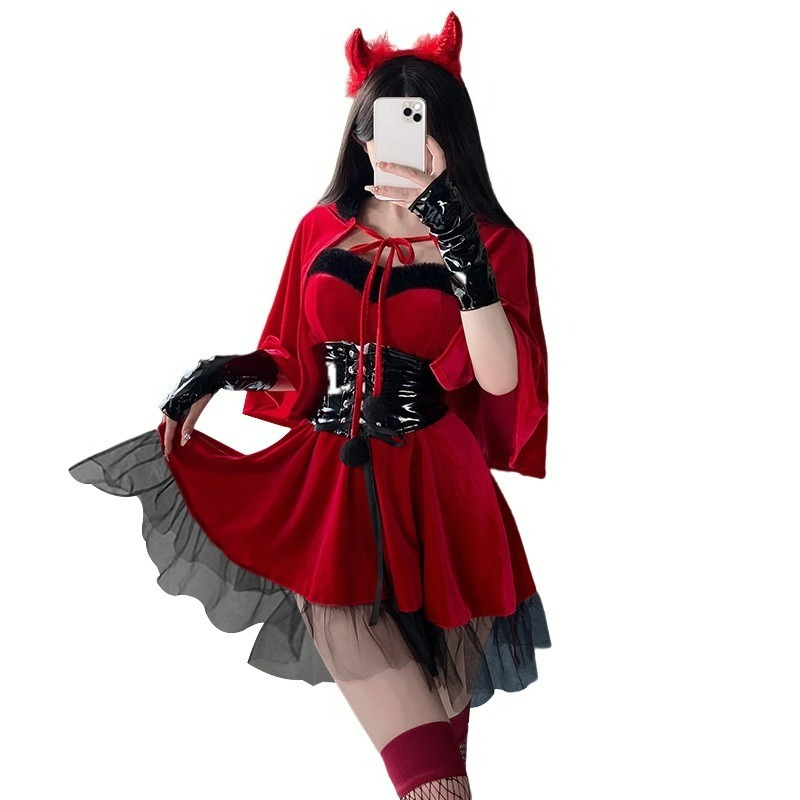 Women'S Red Accessories - Red Devil Damen Cosplay Kostüm 6-teiliges