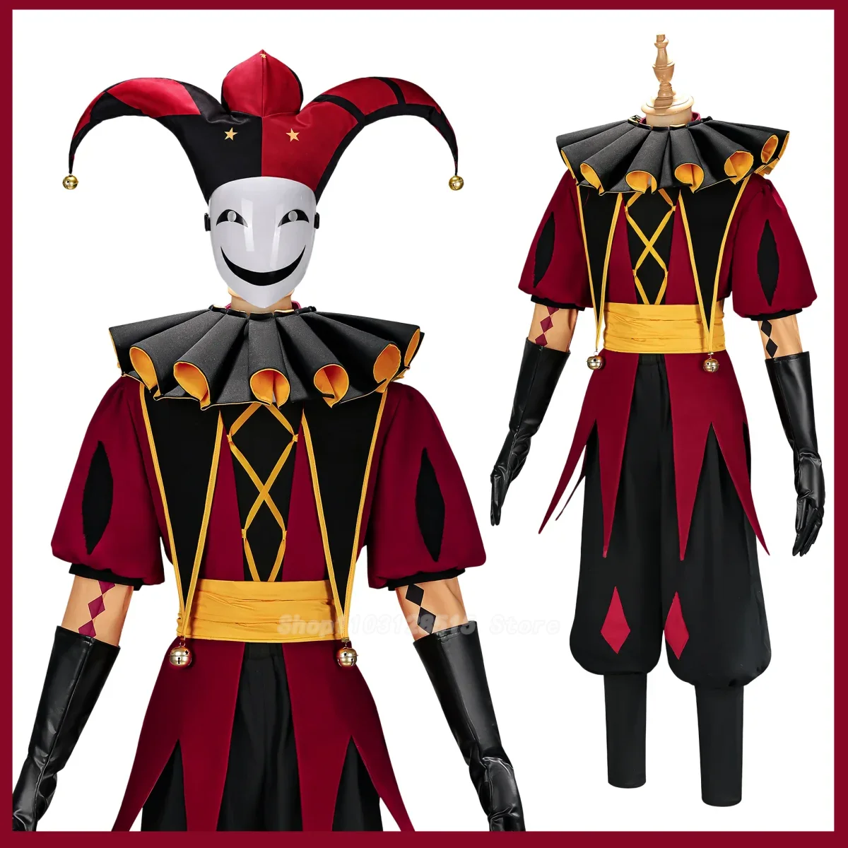 Women'S Red Accessories - Spiel Pierrot Harlekin Narren Cosplay Kostüm