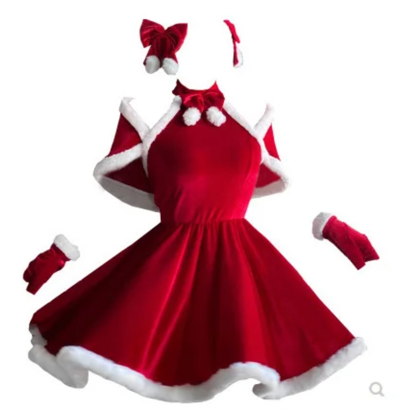 Women'S Red Accessories - Weihnachts-Cosplay-Kostüm Kleid Zubehör Set Roter Neujahrs-Umhang