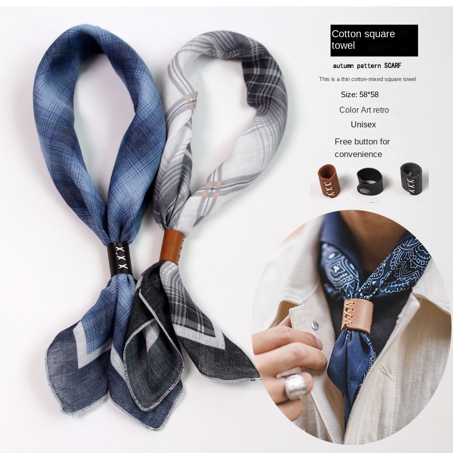 Silk Scarf Square - Quadratischer Herren-Schal mit Knöpfen, Schal aus