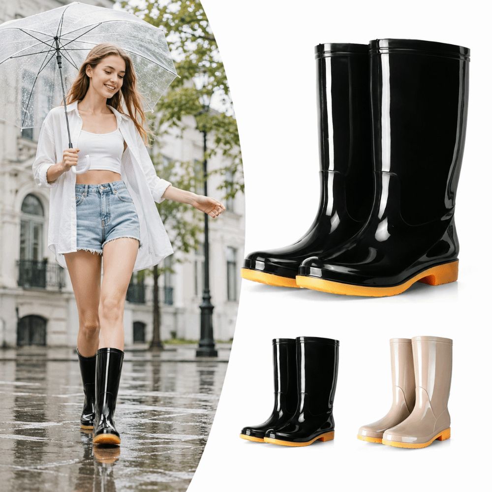 Women Kitchen Accessories - Rutschfeste Damen-Regenstiefel, hohe, wasserdichte Gartenschuhe, strapazierfähige,